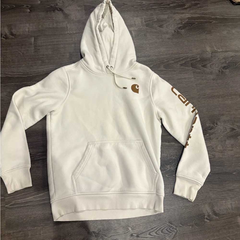 Carhartt Cream Hoodie with Black Logo